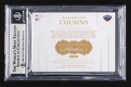Lot #981 2016-17 Panini Flawless Triple Double DeMarcus Cousins Patch/Diamond (1/3) BGS MINT 9 - Image 2