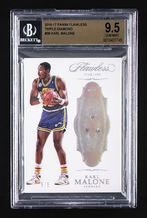 Lot #977 2016-17 Panini Flawless Triple Diamond Karl Malone (5/5) BGS GEM MINT 9.5 Basketball Card - Image 1