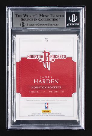 Lot #971 2016-17 National Treasures Game Gear Duals Prime James Harden Patch (10/25) BGS MINT 9 Basketball Card - Image 2