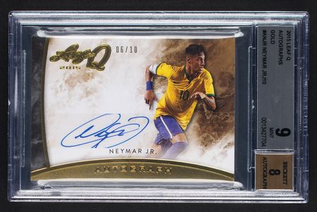 Lot #1052 2015 Leaf Q Gold Neymar Autograph (6/10) BGS MINT 9/8 Soccer Card - Image 1