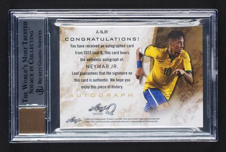 Lot #1052 2015 Leaf Q Gold Neymar Autograph (6/10) BGS MINT 9/8 Soccer Card - Image 2