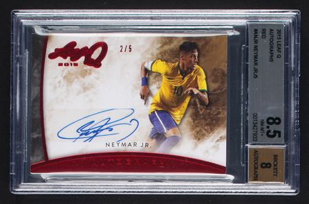 Lot #1053 2015 Leaf Q Red Neymar Autograph (2/5) BGS NM-MT+ 8.5/8 Soccer Card - Image 1