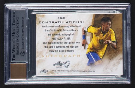 Lot #1053 2015 Leaf Q Red Neymar Autograph (2/5) BGS NM-MT+ 8.5/8 Soccer Card - Image 2