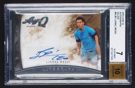 Lot #1054 2015 Leaf Q Silver Lionel Messi Autograph BGS NEAR MINT 7/10 Soccer Card - Image 1