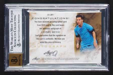 Lot #1054 2015 Leaf Q Silver Lionel Messi Autograph BGS NEAR MINT 7/10 Soccer Card - Image 2