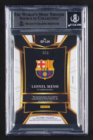 Lot #1056 2017-18 Select Sparks Memorabilia Prizms Green Lionel Messi Relic (3/5) BGS MINT 9 Soccer Card - Image 2