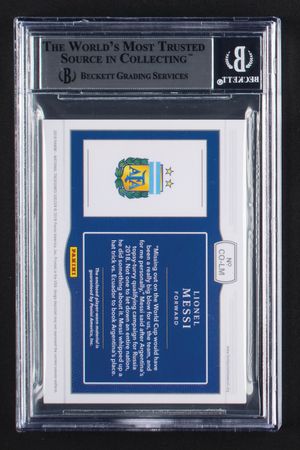 Lot #1058 2018 National Treasures Colossal Materials Bronze Lionel Messi Patch (17/35) BGS NM-MT+ 8.5 - Image 2