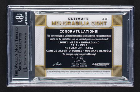 Lot #1059 2019 Leaf Ultimate Sports Ultimate Memorabilia Eights Soccer Icons Relic (4/25) BGS MINT 9 Soccer Card - Image 2