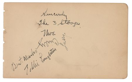 Lot #680 Three Stooges Signatures