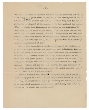 Lot #13 Albert Einstein: 'Why I am an Optimist'—compelling 1932 article draft by Einstein on the state of humanity and the individual—