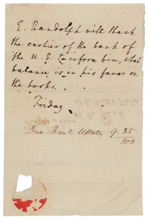 Lot #201  Edmund Randolph Autograph Letter Signed - Image 1