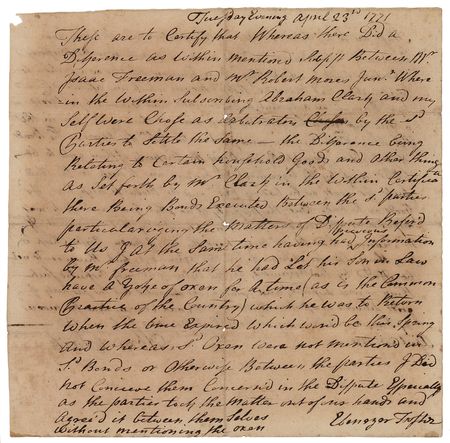 Lot #1 Abraham Clark Autograph Document Signed - Image 1
