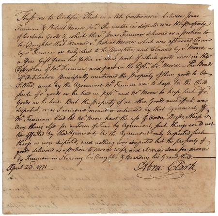 Lot #1 Abraham Clark Autograph Document Signed - Image 2