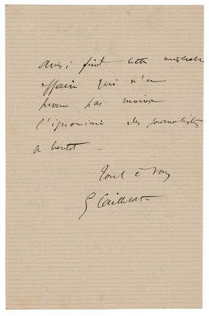 Lot #390 Gustave Caillebotte Autograph Letter Signed - Image 2