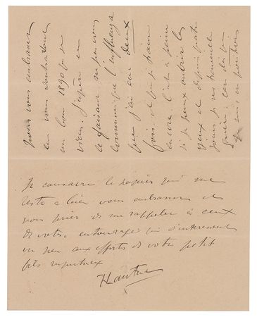 Lot #393 Henri de Toulouse-Lautrec: Sick with the flu, Lautrec writes his grandmother in early 1890: 