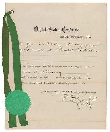 Lot #4 Sanford B. Dole Document Signed - Image 1