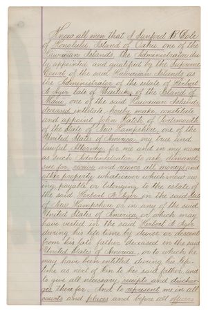 Lot #4 Sanford B. Dole Document Signed - Image 2