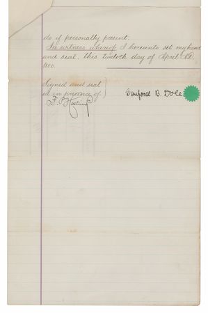 Lot #4 Sanford B. Dole Document Signed - Image 4