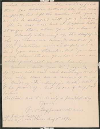 Lot #286 Varina Davis Autograph Letter Signed - Image 1