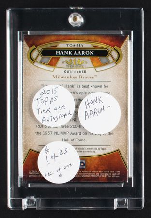 Lot #865 2015 Topps Tier One Hank Aaron Autograph (1/25) - Image 2