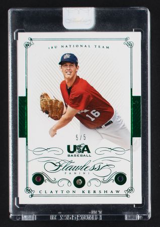 Lot #872 2016 Panini Flawless Clayton Kershaw Ruby/Diamond/Sapphire (5/5) - Image 1