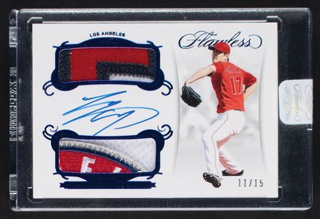 Lot #921 2018 Panini Flawless Sapphire Shohei Ohtani Autograph/Dual Patch (11/15) - Image 1