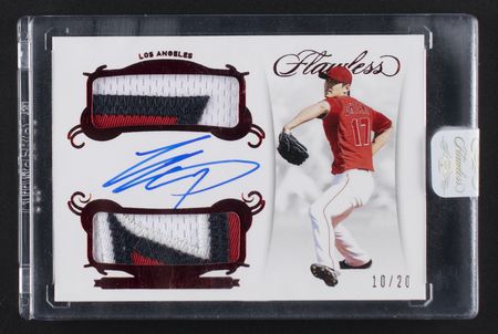 Lot #920 2018 Panini Flawless Ruby Shohei Ohtani Autograph/Dual Patch (10/20) - Image 1