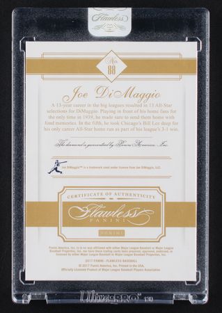 Lot #889 2017 Panini Flawless Black Joe DiMaggio Diamond (1/1) Baseball Card - Image 2