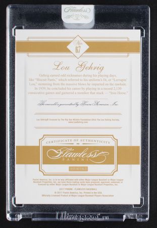 Lot #897 2017 Panini Flawless Lou Gehrig Emerald (4/5) - Image 2