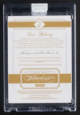 Lot #898 2017 Panini Flawless Lou Gehrig Ruby (4/15) - Image 2