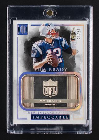 Lot #1027 2016 Panini Impeccable Tom Brady Silver Ingot (12/15) Football Card - Image 1