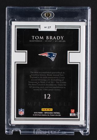 Lot #1027 2016 Panini Impeccable Tom Brady Silver Ingot (12/15) Football Card - Image 2