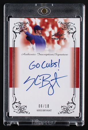 Lot #853 2013 Leaf Trinity Kris Bryant Autograph (6/10) - Image 1