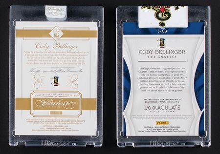 Lot #953 2017 Panini (2) Cody Bellinger Cards with Button and Sapphire - Image 2