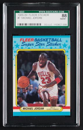 Lot #965 1988-89 Fleer Sticker #7 Michael Jordan SGC NM-MT 88 Basketball Card - Image 1