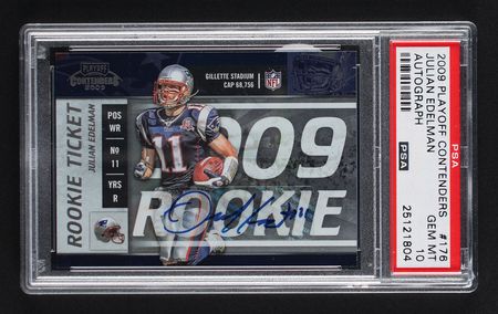 Lot #999 2009 Playoff Contenders Rookie Ticket Julian Edelman Autograph PSA GEM MINT 10 - Image 1