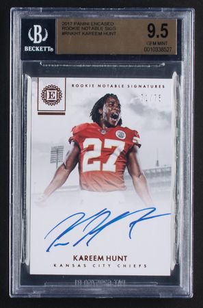 Lot #1032 2017 Panini Encased Rookie Notable Sigs Kareem Hunt Autograph BGS GEM MINT 9.5/9 - Image 1