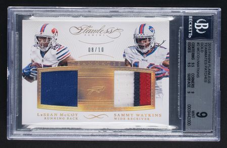 Lot #1015 2015 Panini Flawless Teammates Patches Gold LeSean McCoy/Sammy Watkins Patches (8/10) BGS MINT 9 - Image 1