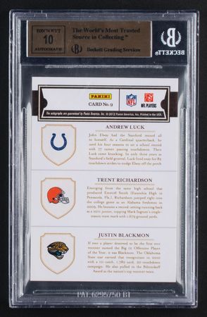 Lot #1002 2012 Panini Pen Pals Luck/Richardson/Blackmon Autograph BGS GEM MINT 9.5/10 - Image 2