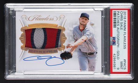 Lot #916 2018 Panini Flawless Gold Chris Sale Autograph/Patch (3/5) PSA MINT 9 - Image 1