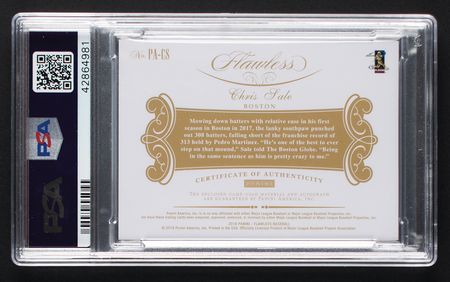 Lot #916 2018 Panini Flawless Gold Chris Sale Autograph/Patch (3/5) PSA MINT 9 - Image 2