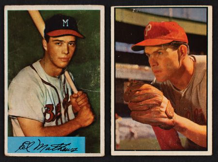 Lot #941 1953-55 Bowman Baseball Lot of (23) with Mathews and Roberts Baseball Cards - Image 1