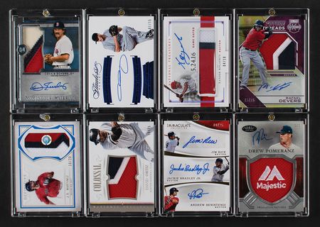 Lot #960 Boston Red Sox Hoard of (56) Autograph/Relic Cards with Ortiz, Devers, Pedroia, Bogaerts Baseball Cards - Image 1