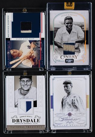 Lot #958 Baseball Greats and HOFers (5) Relic Cards with Robinson and Drysdale Baseball Cards - Image 1