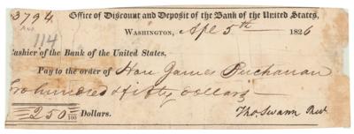 Lot #7032 James Buchanan Signed Check - Image 1