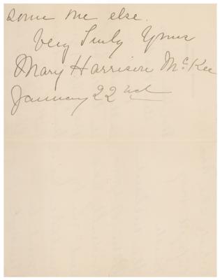 Lot #7053 Mary Harrison McKee Autograph Letter Signed - Image 3