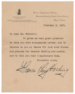 Lot #7067 Florence K. Harding Typed Letter Signed - Image 1
