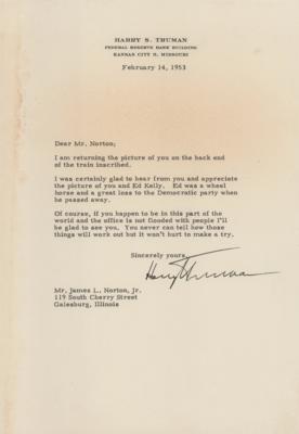 Lot #7088 Harry S. Truman Signed Photograph and Typed Letter Signed - Image 1