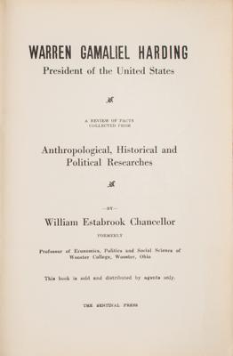 Lot #7069 Warren G. Harding: Sentinel Press First Edition by William Estabrook Chancellor - Image 1