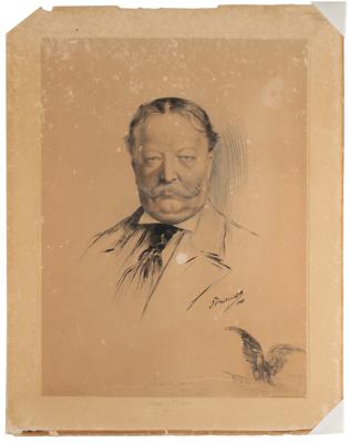 Lot #7064 William H. Taft Oversized Signed Etching - Image 3